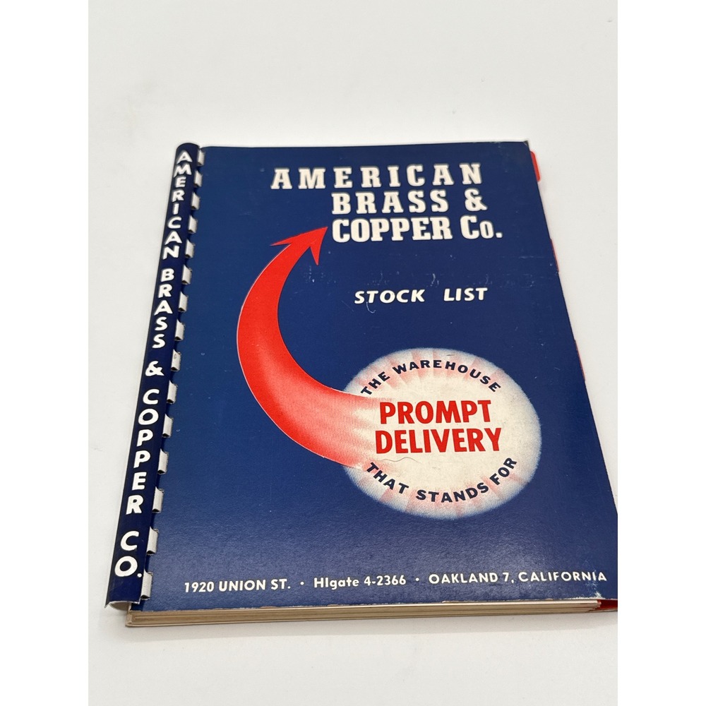 Vintage American Brass & Copper Co Oakland CA Stock List Catalog Spiral Bound